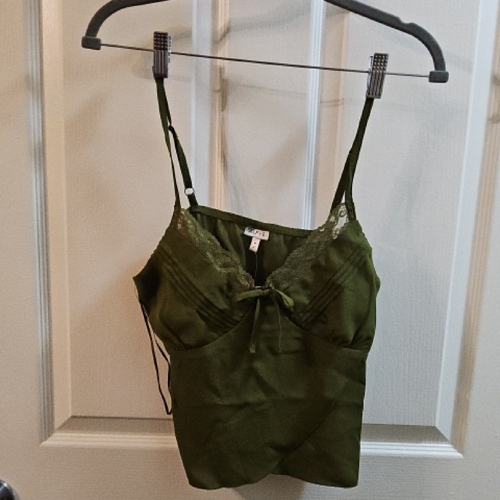 Self Esteem Green Fitted Crop Camisole